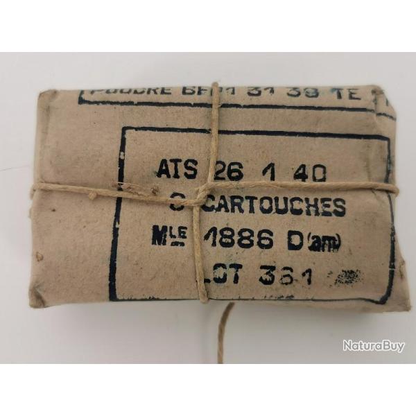 PAQUET MUNITIONS 8mm LEBEL 1886 modle 1886 D (am) de 1940 8x51R - FRANCE seconde guerre mondiale Re