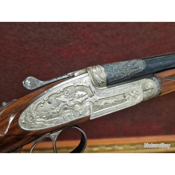 PAIRE EN 28 JUXTA CANON DEMI BLOC FUSIL CHASSE EJECTEURS CRUCELEGUI HERMANOS 28/70 3/4 Full - ESPAGN