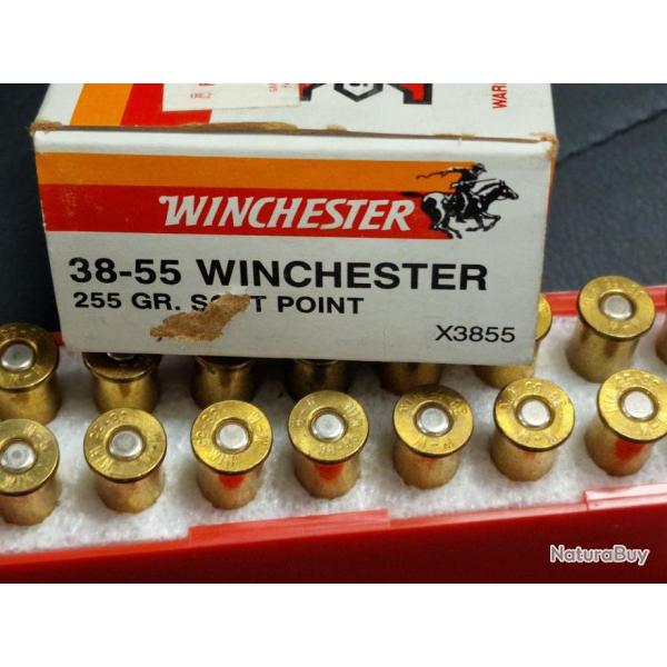 BOITE 19 MUNITIONS WINCHESTER Calibre 38-55 WCF CARTOUCHES NEUVES 38 55 WINCHESTER SOFT POINT 255 GR