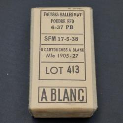 BOITE 8 MUNITIONS CARTOUCHES A BLANC 1938 CALIBRE 8MM LEBEL 8 X 51 R MODELE 1905-27 France Très bon 