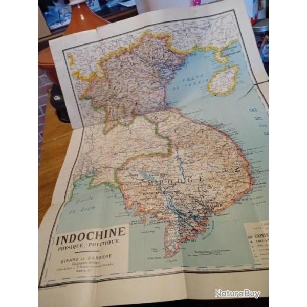 Carte de l'Indochine vers 1950