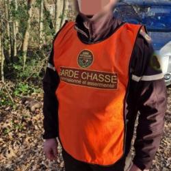 Chasuble garde chasse orange fluo controle battue