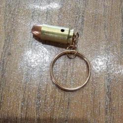 Porte clé véritable balle 9 mm, couleur Bronze, fait main (Munition désamorcée et neutralisée)