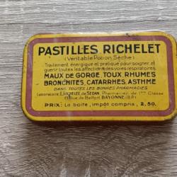 Ancienne boîte pharmaceutique tôle litographiée années 30/40 pastilles RICHELET