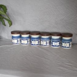 Set de  6 boîtes à épices en porcelaine bleu de Delfts