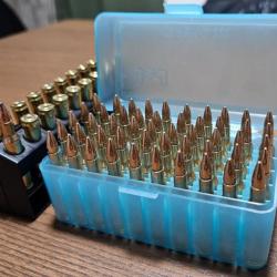 69 balles 222 Remington 50 Blindées et 19 SOFT PT. R222R4 et R222R1 avec boîte de transport