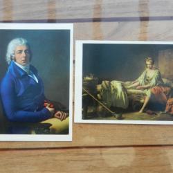 2 anciennes cartes postales publicitaires Loterie Nationale - chefs d'oeuvre musée Saint Omer