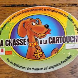 Autocollant chasse ,fédération des chasseurs du Languedoc, chasse à la cartouche , chien