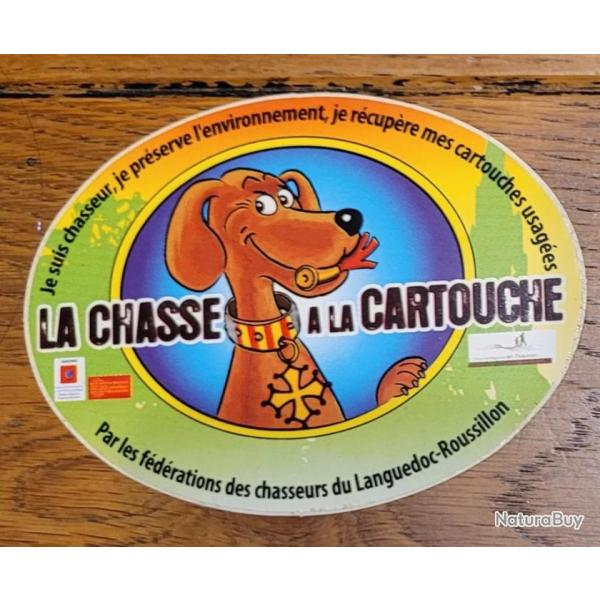 Autocollant chasse ,fdration des chasseurs du Languedoc, chasse  la cartouche , chien