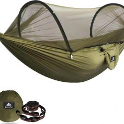 Hamac de Voyage Ultraléger 275x140cm Moustiquaire Nylon Parachute Charge 300 kg Bivouac Durable