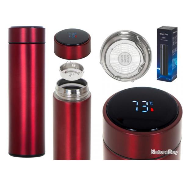 Gourde thermos  affichage temprature  LED 500ml Rouge