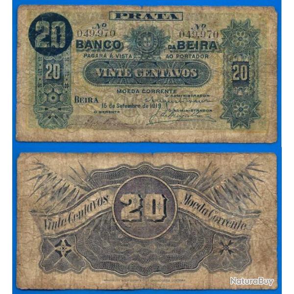 Mozambique 20 Centavos 1919 Banco da Beira Livre Colonie Billet Portugal