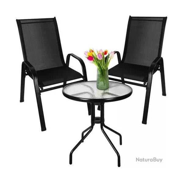 Ensemble  table + 2 chaises jardin 55 x 70 x 92 cm