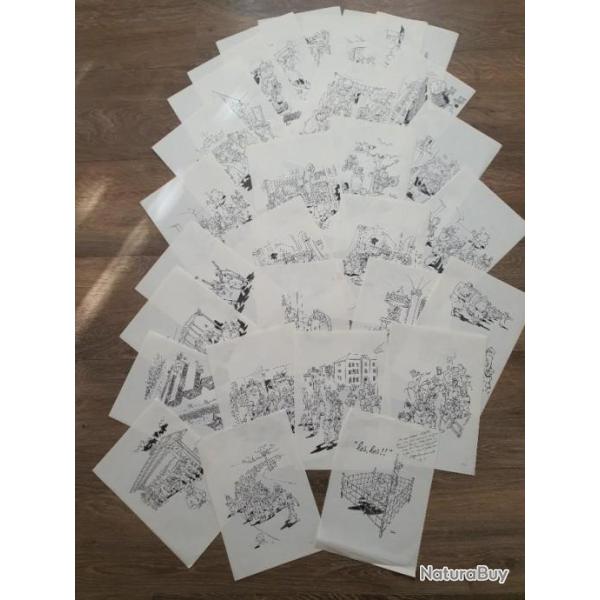 Ensemble 29 dessins libration soldats russes allemands prisonniers franais dessinateurs Sni