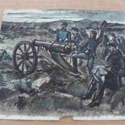 Ancien dessin Ancienne peinture Guerre 1870 1871 l'Armée de la Loire délivrant Orléans Jame RASSIAT
