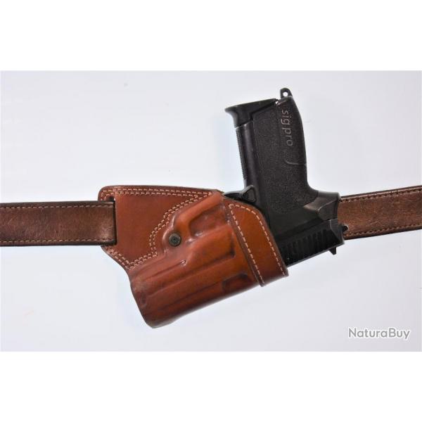 Etui/Holster SIG PRO 2022  Falco en cuir (droitier) modle SOB (Small of the Back)