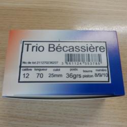 CARTOUCHES JOCKER TRIO BECASSIERE CAL 12/70 BJ 36 GRS N°8/9/10