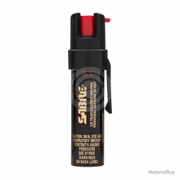 BOMBE SABRE RED AEROSOL GAZ 23.7ML + POCKET CLIP