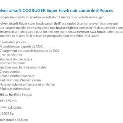 Revolver Airsoft CO2 Ruger Super Hawk noir