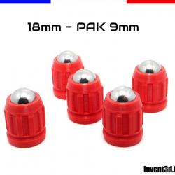 5 - slugs 18mm Patriot pour PAK - Bille 12mm - Rouge