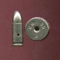9 mm Parabellum Allemande 1939 - inerte de manipulation nickelé pour Luger - Ex P 39