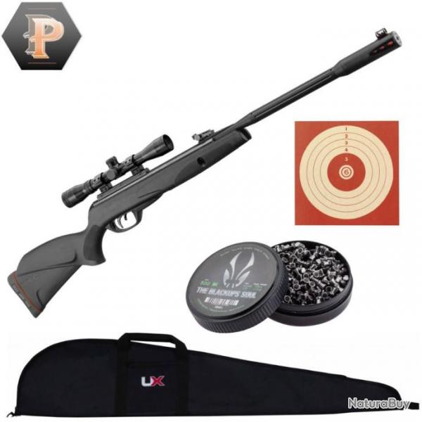 Carabine  plombs Gamo Black Fusion IGT 29 Joules + 4X32 WR + plombs + cibles + fourreau