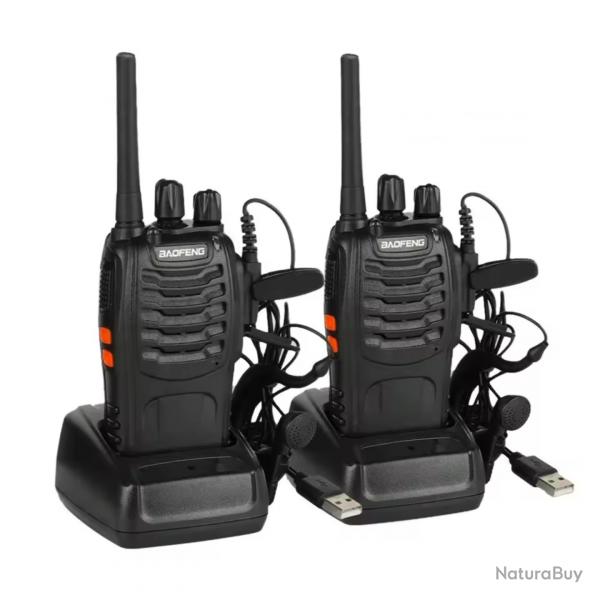 2x Talkie-Walkie Baofeng BF-88E PMR 446 MHz - 2 Radios Bidirectionnelles, Longue Porte, 16 Canaux