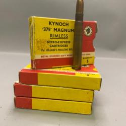 19 munitions KYNOCH Cal. 375 MAGNUM RIMLESS à 1 sans prix de réserve !