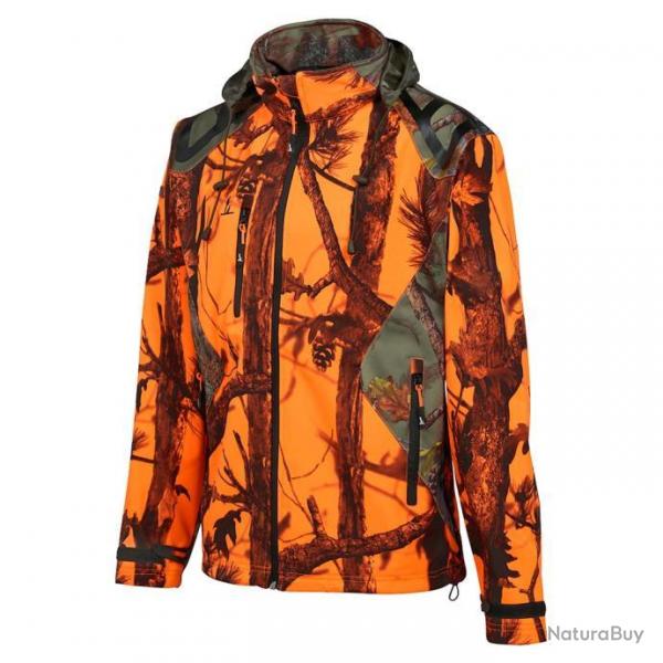 Promotion ! Blouson Chasse Softshell Ghostcamo Orange Fluo GCBB