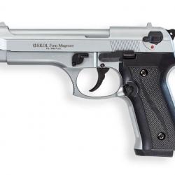 Pistolet à Blanc Ekol Firat Magnum Chromé type "Beretta 92" Calibre 9mm PAK