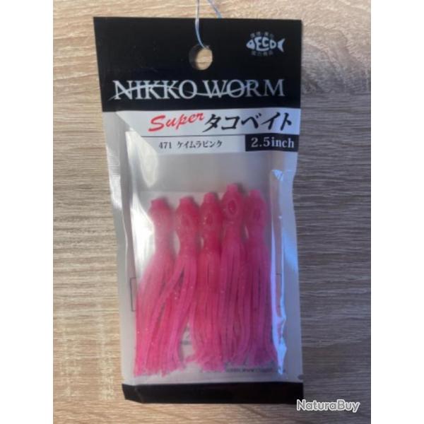 Lot de 5 leurres souples de pche Nikko worm