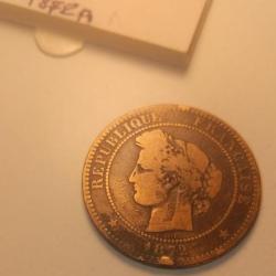 Pièce bronze Cérès 1872 A - 10 centimes.