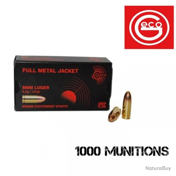 1000 munitions GECO 9mm luger 124 grains FMJ 
