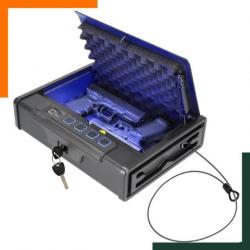 Coffre-fort biométrique pour arme de poing - Rétroéclairé - Empreinte digitale - Livraison gratuite