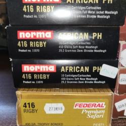 4 boîtes de 416 Rigby