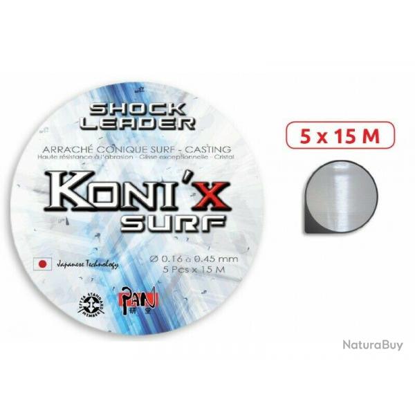 SHOCK LEADER KONI'X SURF PAN  0,18/0,45mm/3.45-13.80kg 5*15M