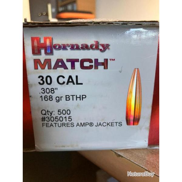 249 Ogives Hornady 30 Cal. 308 BTHP MATCH - 30 / 168 grains