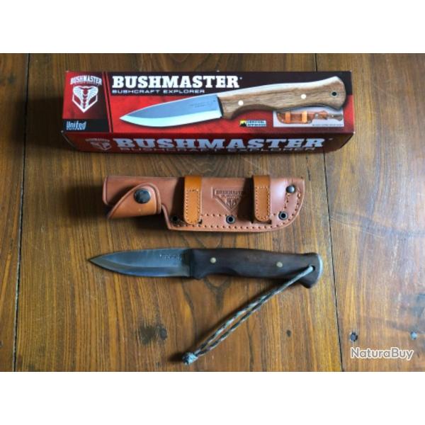 Couteau 1095 Bushmaster Bushcraft Explorer mouture scandi + tui cuir