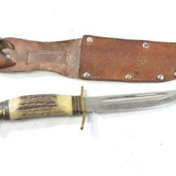 Ancien couteau de chasse droit Herbertz Rostfrei Solingen, années 1950.