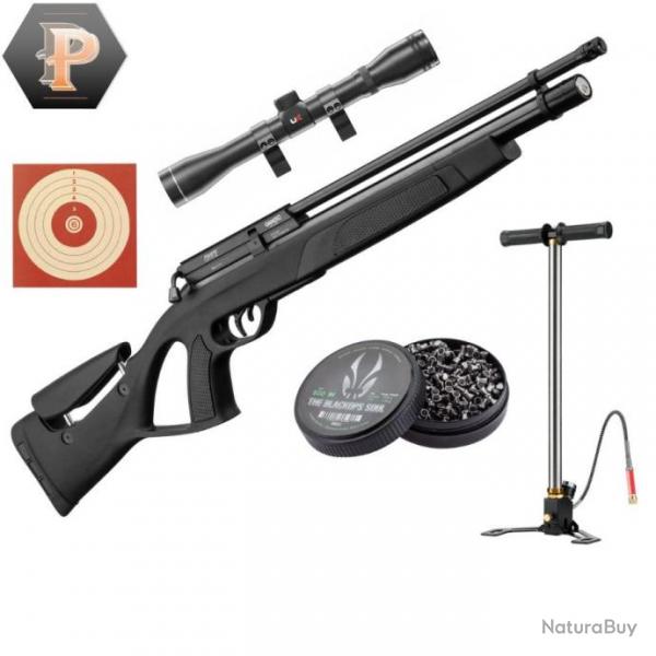 Carabine  plombs GAMO COYOTE PCP. Cal 5,5 mm + pompe + plombs + cibles + lunette