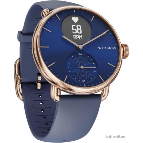 Withings Scanwatch 38mm Connecte Hybride ECG Frquence Cardiaque SPO2 Suivi Blue Gold + Chargeur
