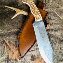couteau bowie artisanal 1095 / bois de cerf