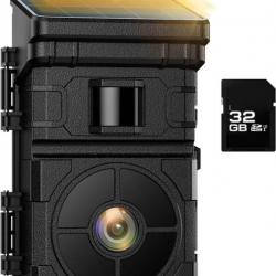 Caméra de Chasse Solaire 24 MP 1080P détecteur de Mouvement Vision Nocturne Angle 120° Étanche IP66