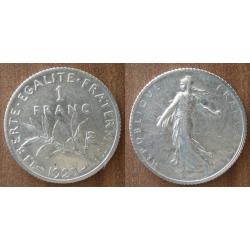 France 1 Franc 1920 Semeuse par Roty Piece Argent Francs