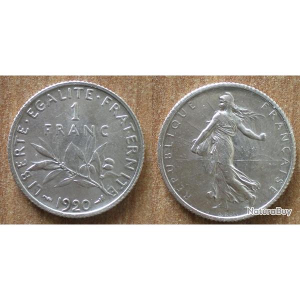 France 1 Franc 1920 Semeuse par Roty Piece Argent Francs