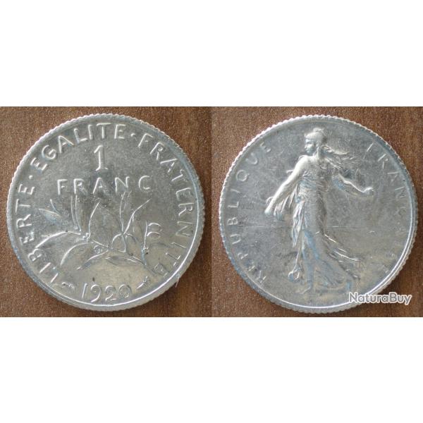France 1 Franc 1920 Semeuse par Roty Piece Argent Francs