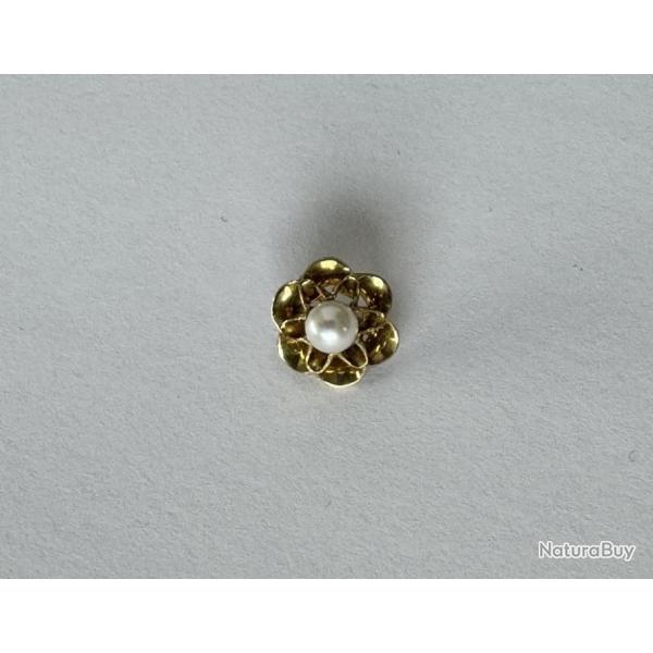 Pendentif ancien en or massif 18 carats - fleur avec perle