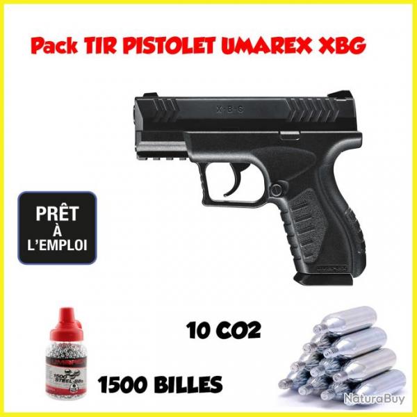 Pack Pistolet CO2 UMAREX XBG + 1500 billes + 10 CO2 