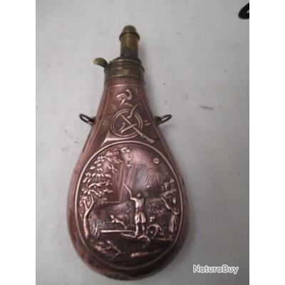 ANCIENNE POIRE A Poudre En Cuivre Rouge Et Laiton EUR 25,00 - FR