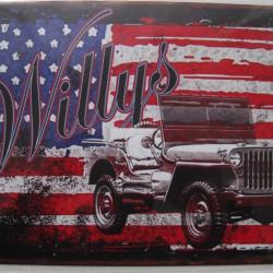 PLAQUE AUTO USA - JEEP WILLYS OVERLAND 20X15 - Réf.33